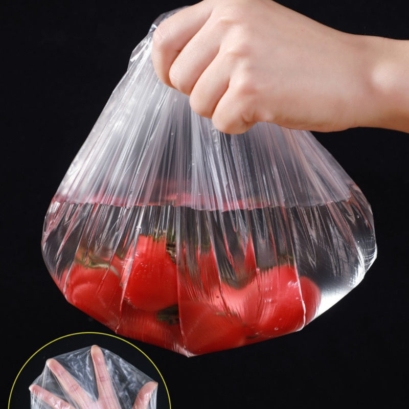 100 pieces of reusable food storage covers bags for bowls, plates, and fruits. These elastic silicone lids are perfect for keeping your food fresh and are great for packing and gift hampers.