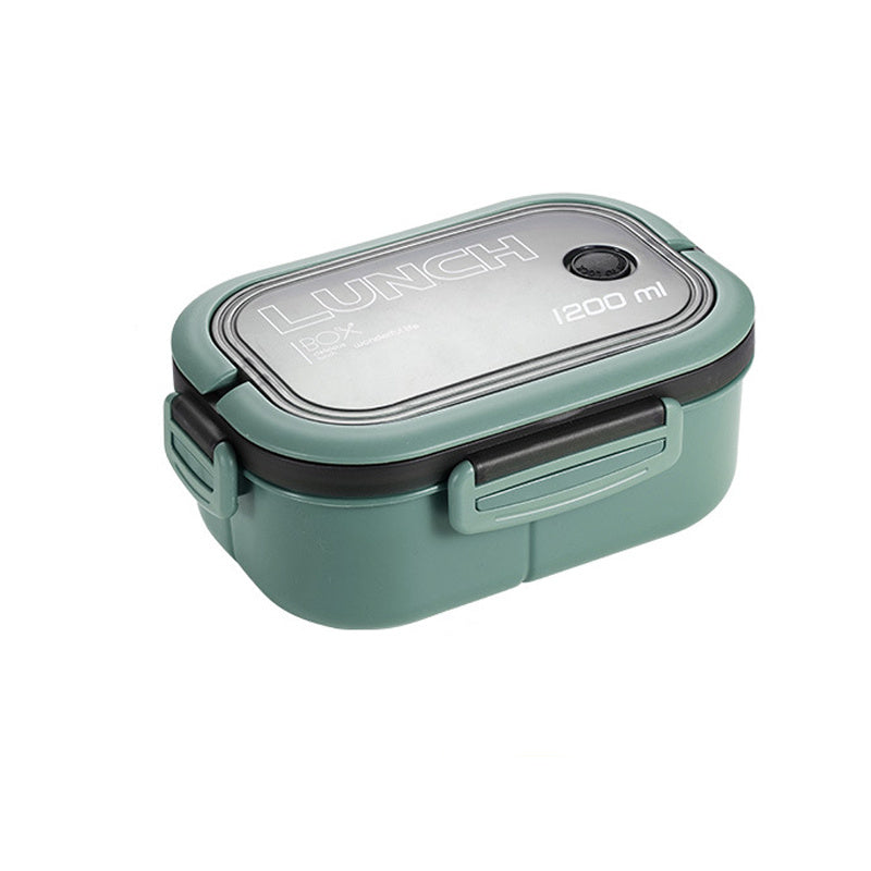 Get ready for back to school with this 1pc Double Layer Lunch Box! This portable 2-compartment fruit food container includes a microwave-safe design and comes with a spoon and fork. Perfect for teenagers and workers, this lunch box is a must-have for