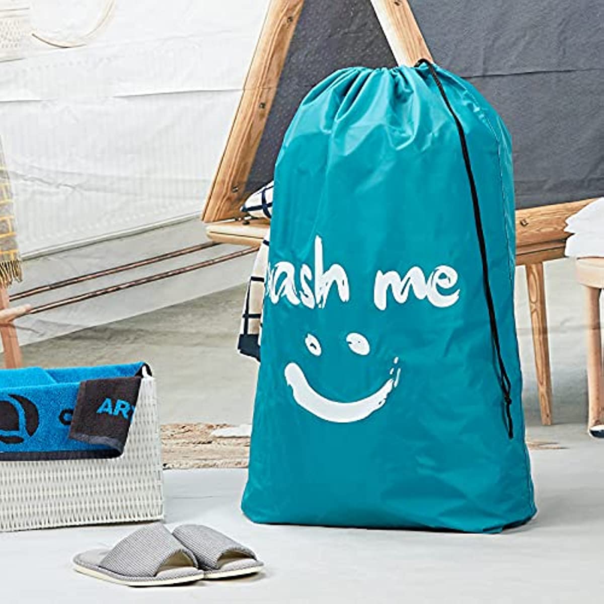 Travel Laundry Bag with Large Capacity - Can hold up to 4 loads of laundry, Machine Washable and easy to fit in hamper or basket - Ideal for On-the-Go Laundry