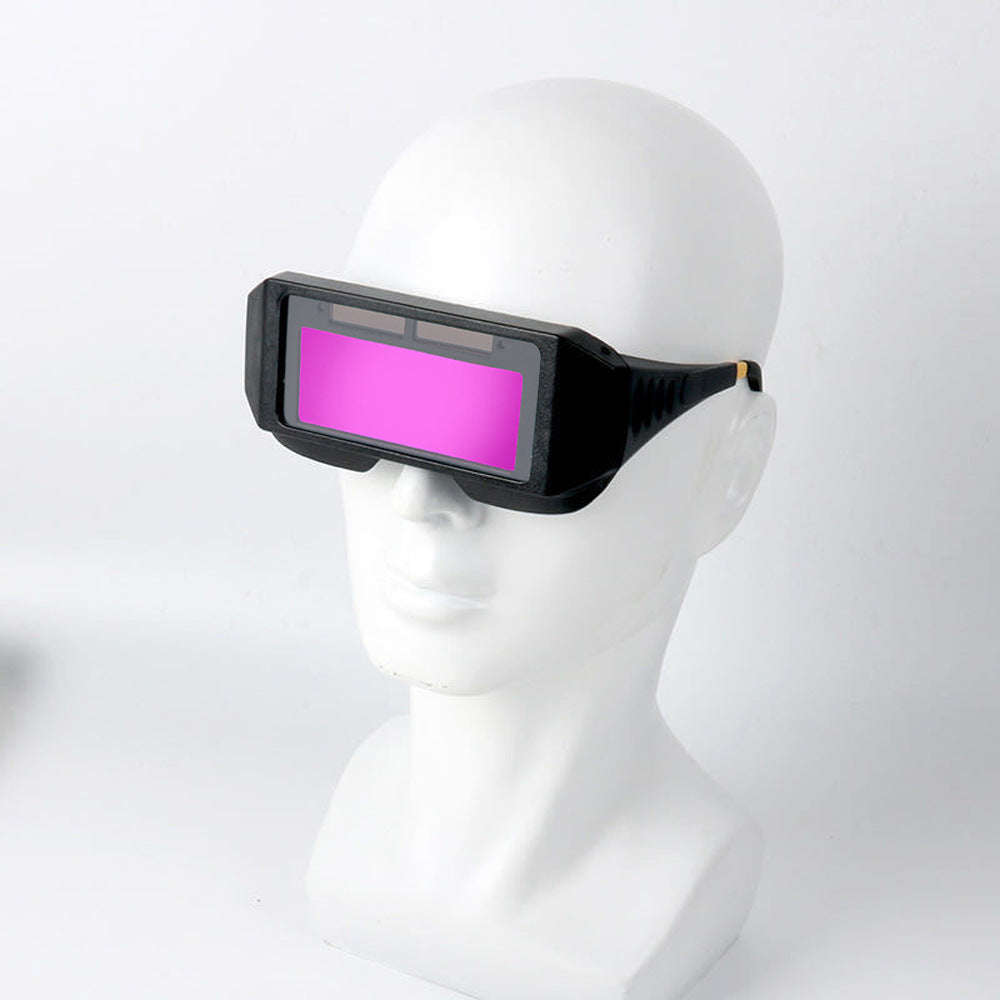 1pc Solar Powered Auto Darkening Welding Goggles for eye protection during welding.