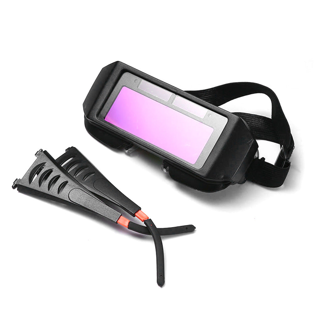 1pc Solar Powered Auto Darkening Welding Goggles for eye protection during welding.