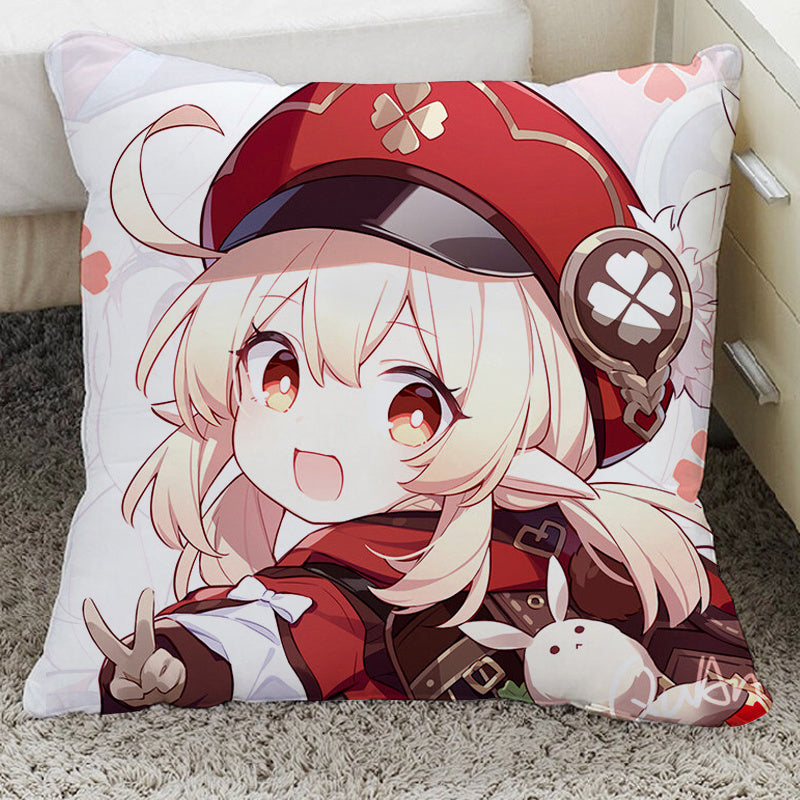 Soft and stylish, this velvet pillow cover features a 1pc anime game character design. Made with peach skin cushion material, this 17.7x17.7 inch cover is perfect for adding a touch of luxury to your living room, bedroom, hotel, sofa, car, office, or any