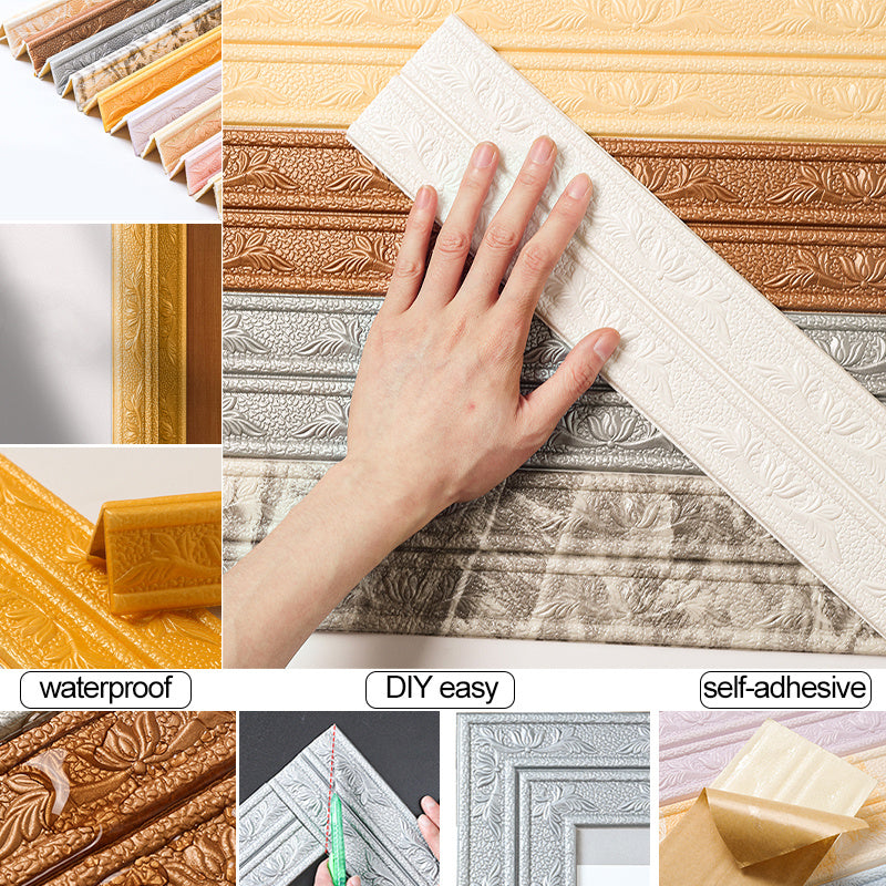 Floral 3D Foam Wall Edge Protector with Embossed Design - Self-Adhesive, Waterproof, Easy to Install & Clean, Durable XPE Foam for Home Decor, Skirting Boards & Wall Edges.