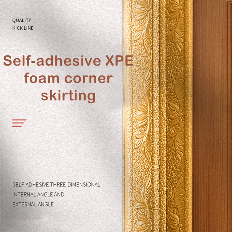 Floral 3D Foam Wall Edge Protector with Embossed Design - Self-Adhesive, Waterproof, Easy to Install & Clean, Durable XPE Foam for Home Decor, Skirting Boards & Wall Edges.