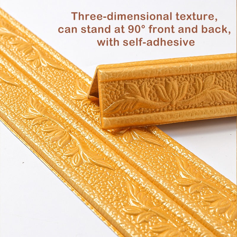 Floral 3D Foam Wall Edge Protector with Embossed Design - Self-Adhesive, Waterproof, Easy to Install & Clean, Durable XPE Foam for Home Decor, Skirting Boards & Wall Edges.