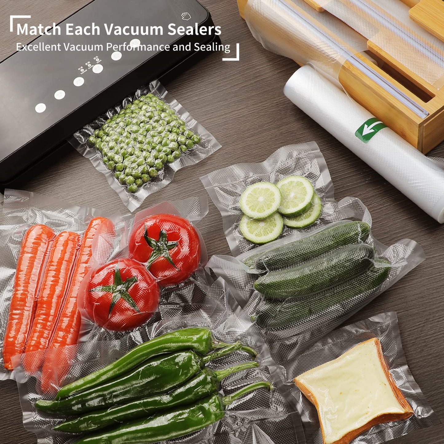 Keep your food fresher for longer with durable food-grade vacuum sealer bags in either 1 or 2pc rolls, essential kitchen supplies.