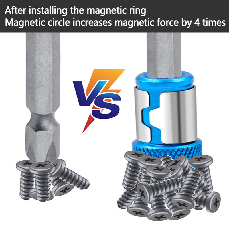 Magnetic ring for screwdriver bits with strong magnetizer and anti-corrosion properties.