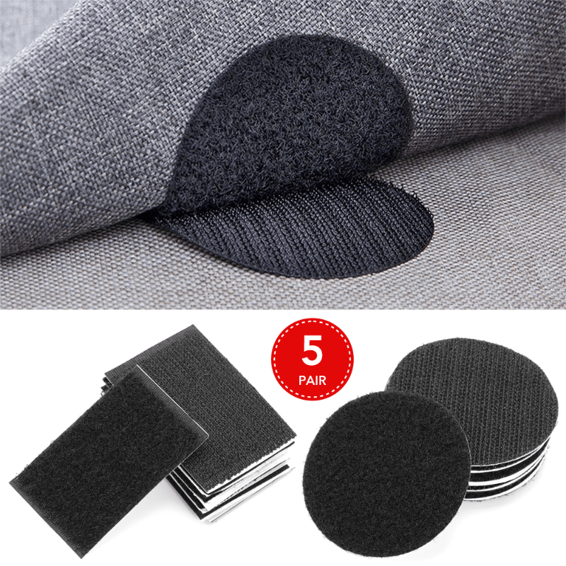 Five sets of car floor mats and rug gripper tape - nylon stickers for securing sofas and rugs, available in black and white.