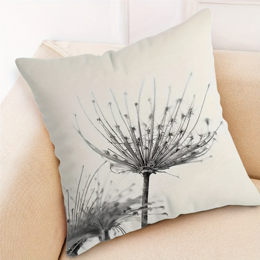 Add a touch of nature to your home or car decor with this Dandelion Print Square Cushion Cover measuring 44.96cm. Featuring a zippered closure and a single-sided design, this cover is made of machine washable polyester for easy care. (Pillow insert not