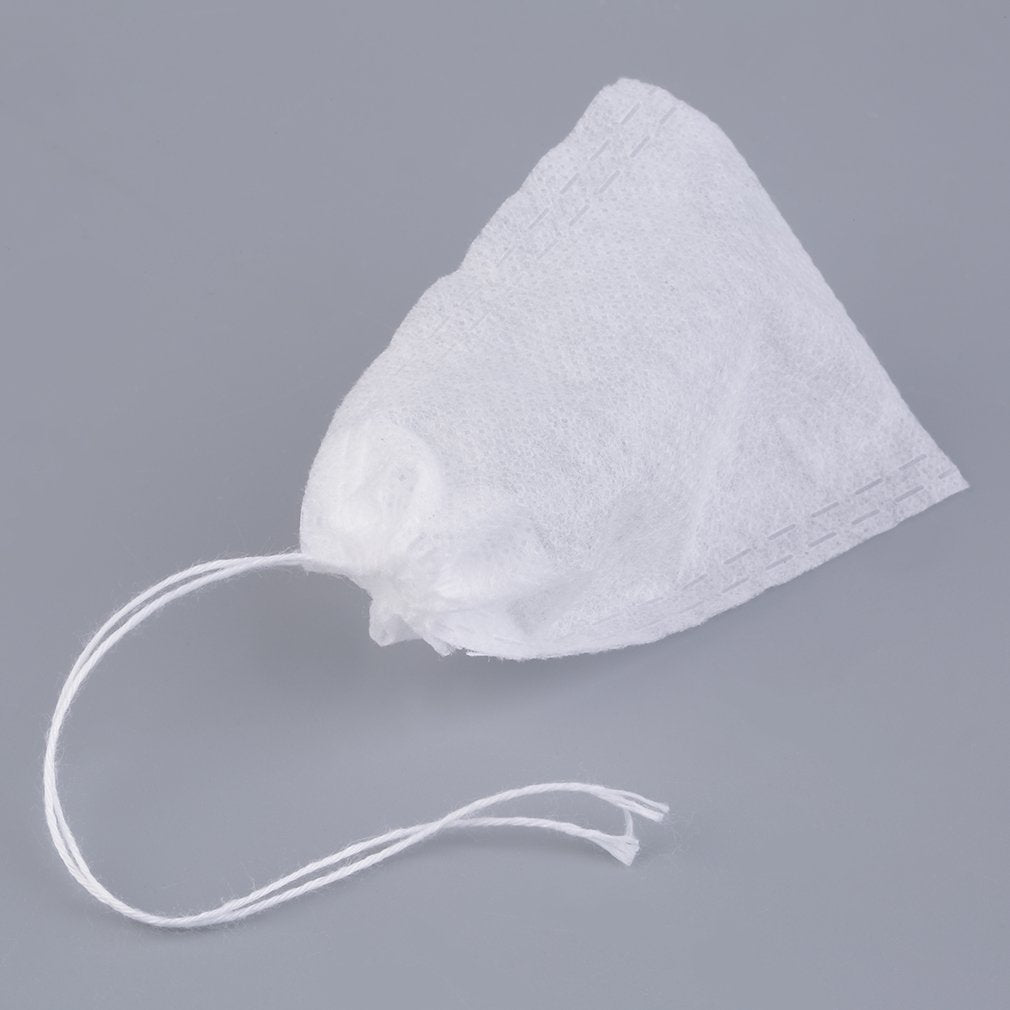 Package of 100 Food Grade Non-woven Fabric Tea Bags with String, Heat Seal, Perfect for Spice Tea Infusing and Filtering