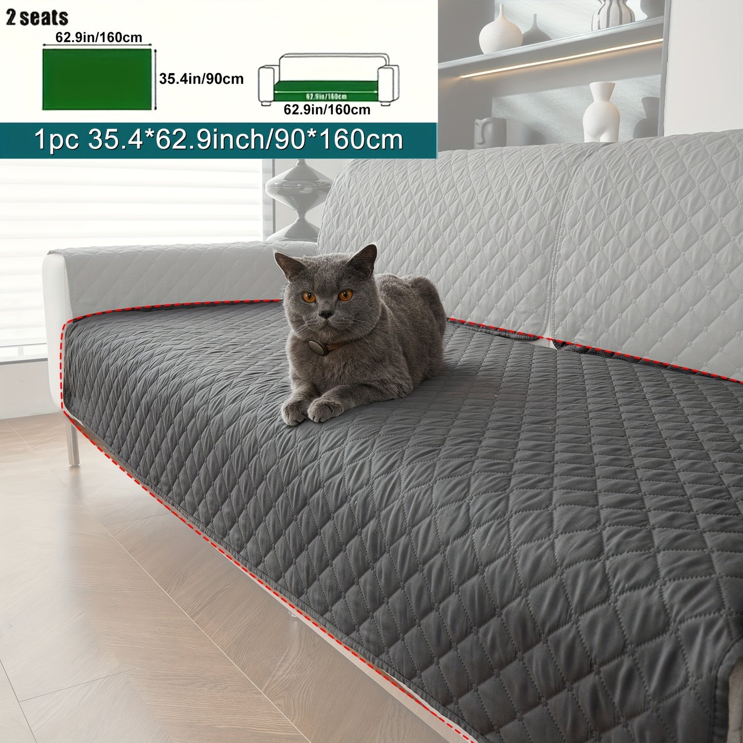 Anti-slip sofa cushion protective pad suitable for all types of sofas, machine washable.