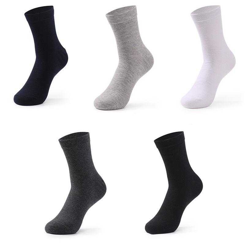 6 pairs of men's solid color business socks, made of cotton blend for sweat absorption