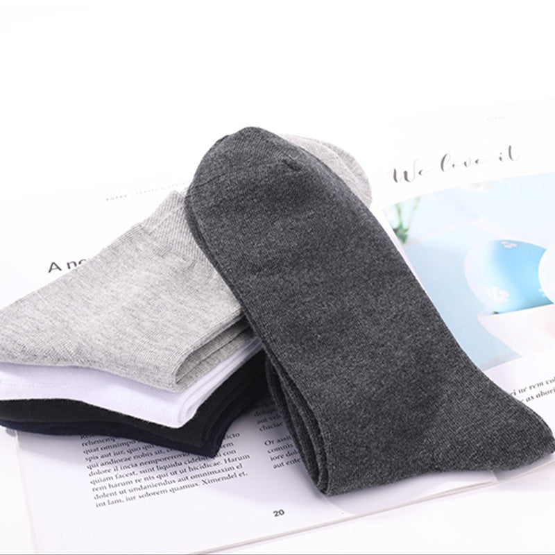 6 pairs of men's solid color business socks, made of cotton blend for sweat absorption