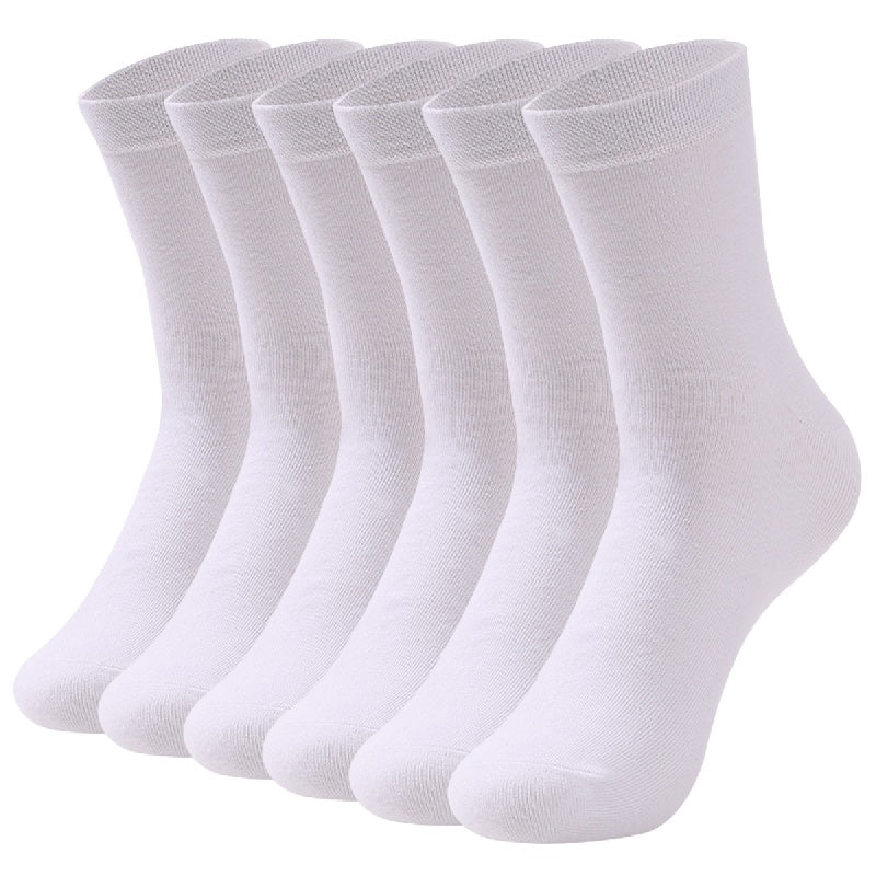 6 pairs of men's solid color business socks, made of cotton blend for sweat absorption