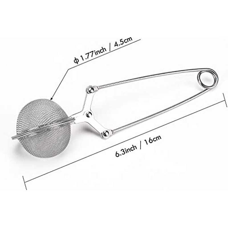 Large 3-Piece Premium Stainless Steel Snap Ball Tea Strainer with Handle for Fine Mesh Loose Leaf Tea Infusion and Brewing