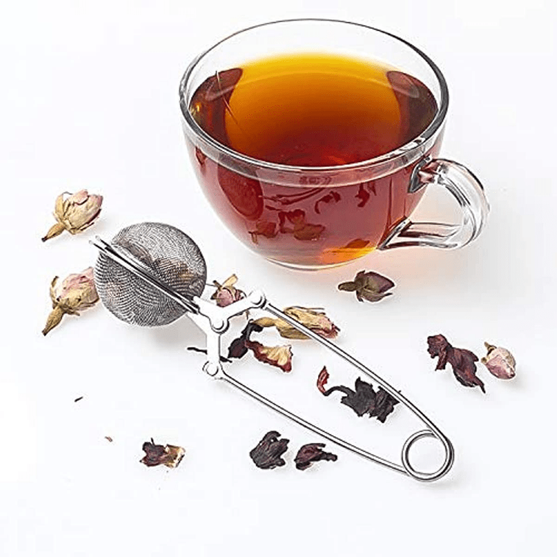 Large 3-Piece Premium Stainless Steel Snap Ball Tea Strainer with Handle for Fine Mesh Loose Leaf Tea Infusion and Brewing