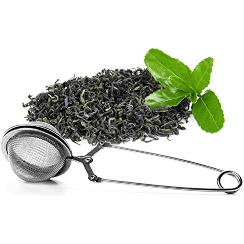 Large 3-Piece Premium Stainless Steel Snap Ball Tea Strainer with Handle for Fine Mesh Loose Leaf Tea Infusion and Brewing