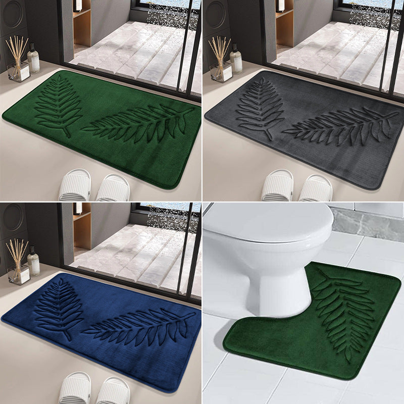 Soft and cozy bath rug with leaf detail, anti-slip and absorbent. Suitable for bathroom, kitchen, laundry, bedroom, and shower.