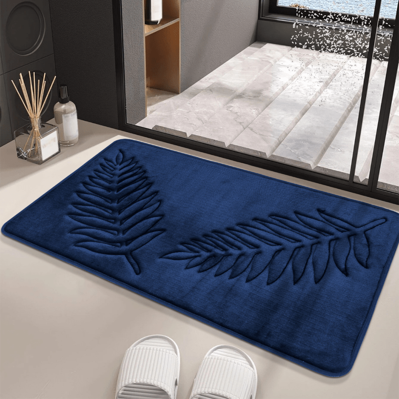 Soft and cozy bath rug with leaf detail, anti-slip and absorbent. Suitable for bathroom, kitchen, laundry, bedroom, and shower.