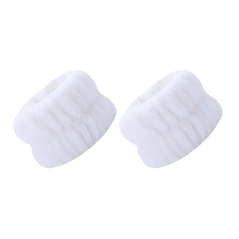 Set of 2 solid color face wash wristbands made of soft ultrafine fiber towel material. Absorbent and convenient for facial cleaning to avoid dampness. Bathroom accessory.