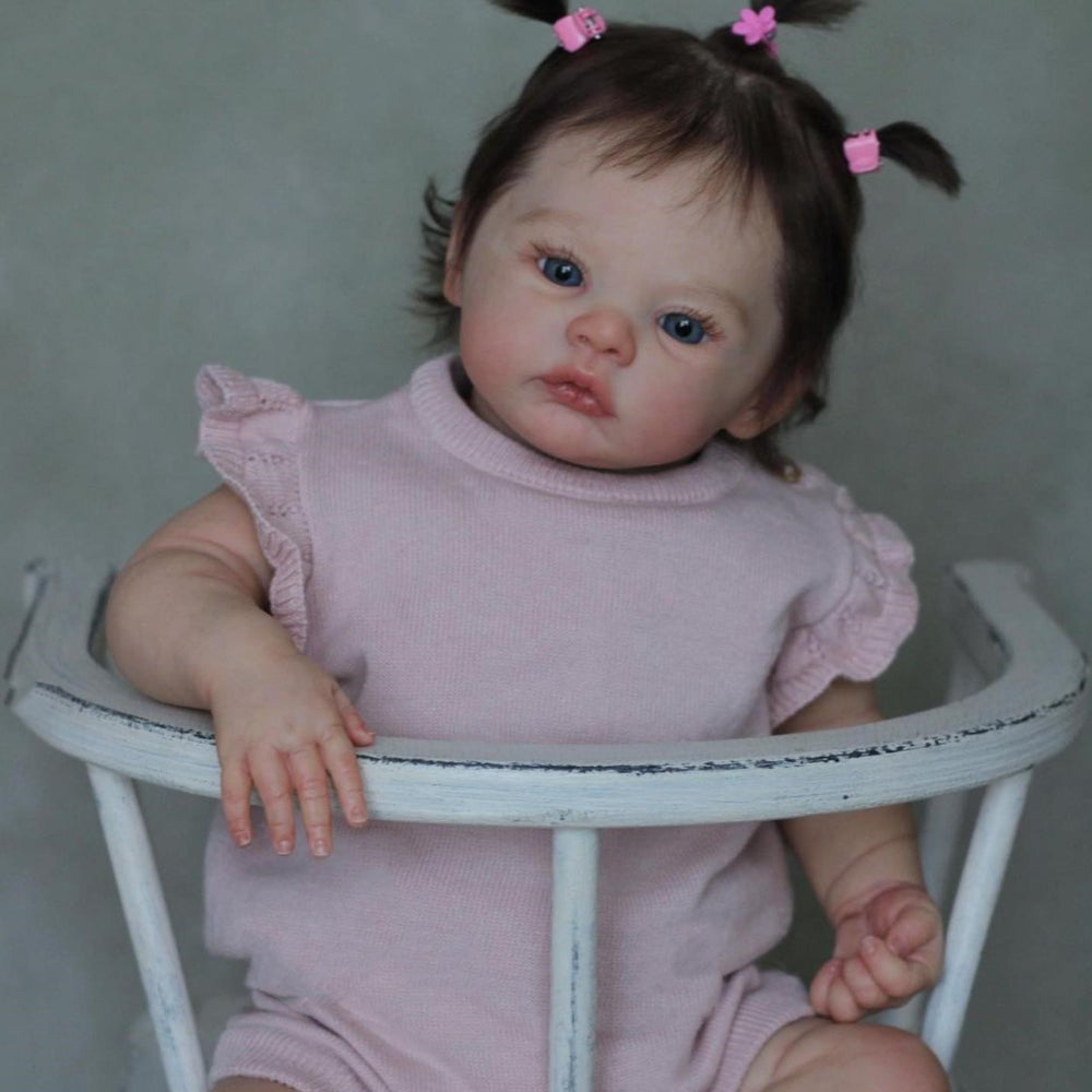 BZDOLL 45cm Soft Vinyl Reborn Baby Doll with 3D-Painted Veins, Cloth Body, Fantasy Theme, Realistic Girl Toy, Ideal Birthday Gift for Kids