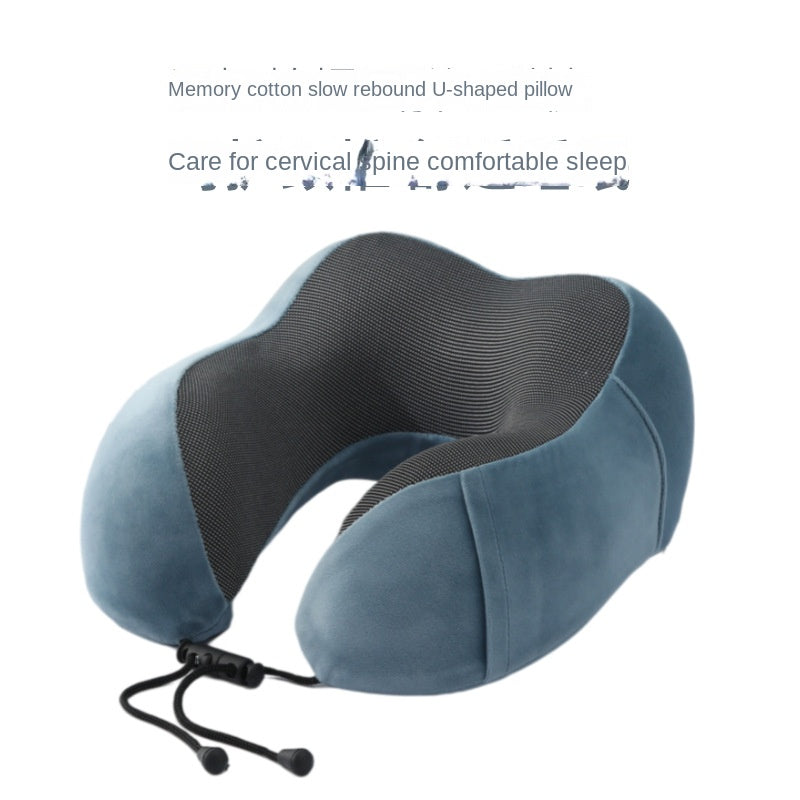 Travel in comfort with the 1pc Ergonomic U-Shaped Memory Foam Neck Pillow, featuring a removable washable cover. This reversible pillow provides neck support for airplane and office use. Made with spot-clean woven polyester fiber, weighing 200-250gsm.