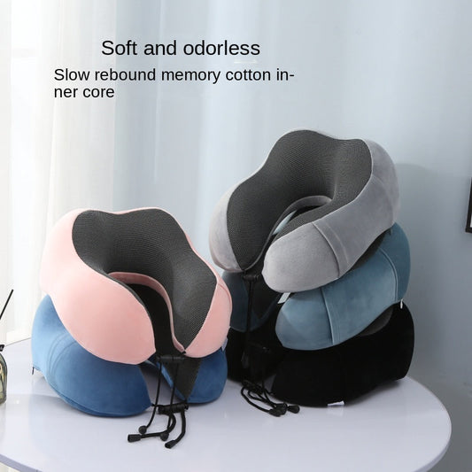 Travel in comfort with the 1pc Ergonomic U-Shaped Memory Foam Neck Pillow, featuring a removable washable cover. This reversible pillow provides neck support for airplane and office use. Made with spot-clean woven polyester fiber, weighing 200-250gsm.