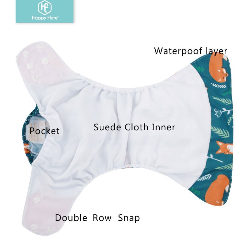 Set of four washable and adjustable cloth diapers made from eco-friendly materials, suitable for babies weighing 3-15kg.