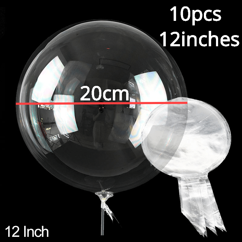 10 transparent Bobo bubble balloons ranging from 25.4-60.96cm for wedding, birthday, or baby shower decoration.