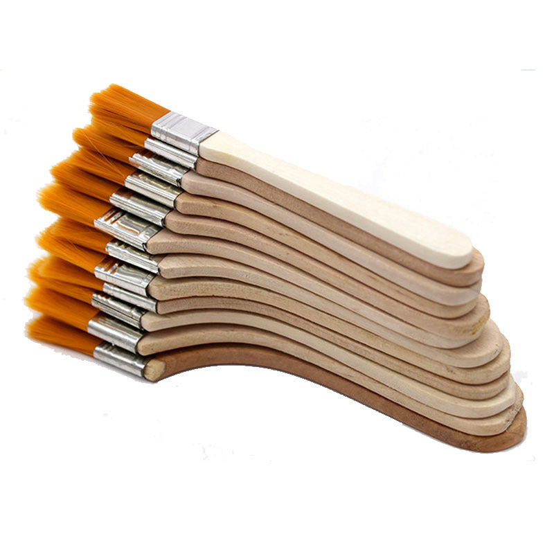 Set of 12 high-quality nylon oil painting brushes with wooden handles, easy to clean.