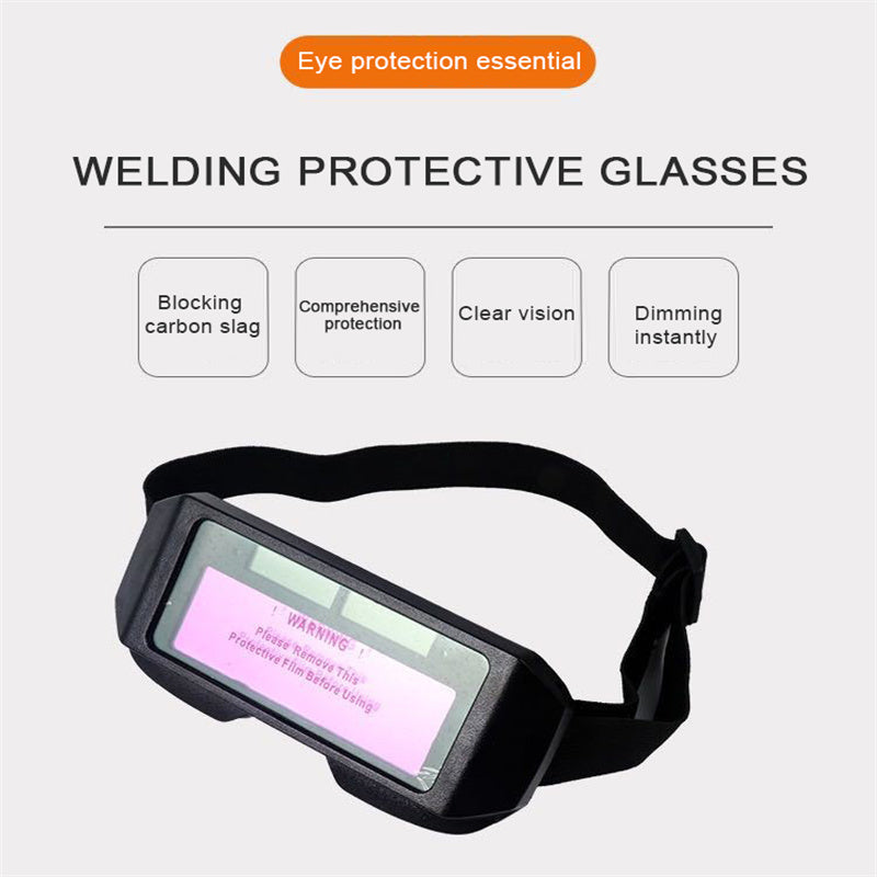 Auto darkening welding helmet with automatic light change, anti-eyes shield, goggle glasses, and solar energy.