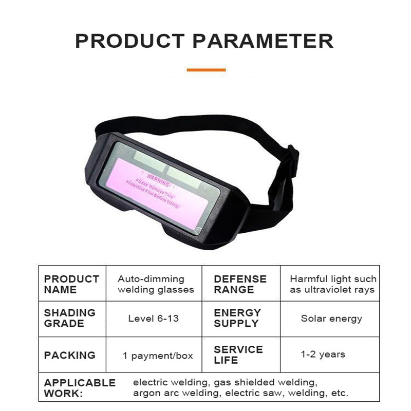 Auto darkening welding helmet with automatic light change, anti-eyes shield, goggle glasses, and solar energy.