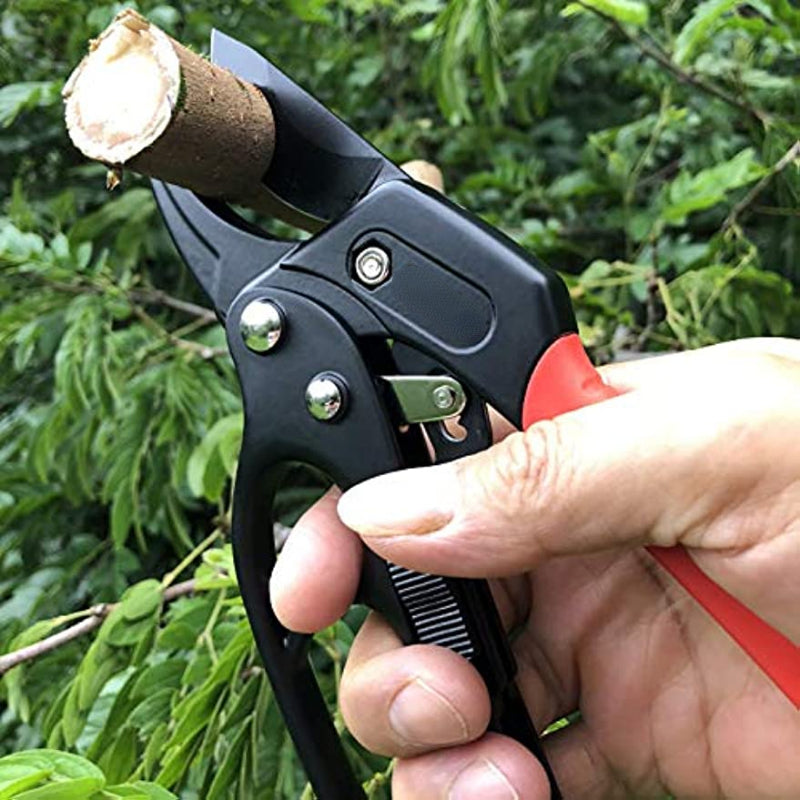 One professional ratchet anvil pruning shears with reinforced handle and anvil groove design for garden pruning.