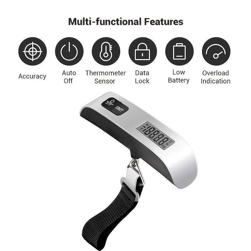 Portable digital luggage scale with backlight LCD display, essential for travel.