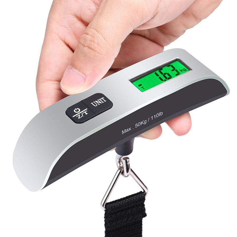 Portable digital luggage scale with backlight LCD display, essential for travel.