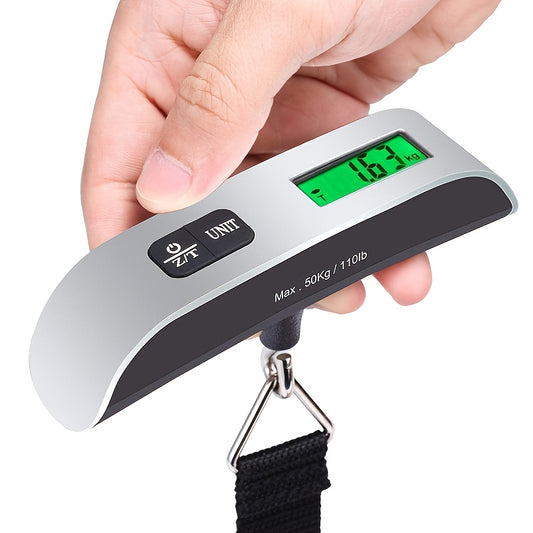 Portable digital luggage scale with backlight LCD display, essential for travel.