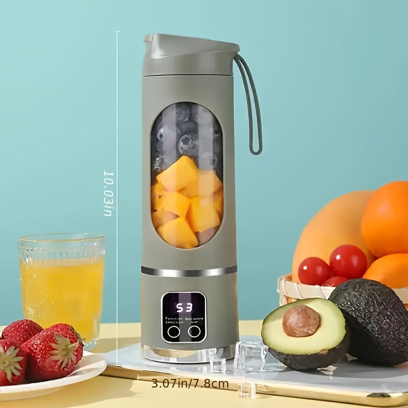 Portable Mini Blender and Juicer - Rechargeable via USB with Lithium Battery, 3-Speed Settings and Digital Display, Stainless Steel Blades for Smoothies, Shakes, Fresh Juice - Perfect for Camping, Travel, or as a Gift - Holds up to 33.81 oz, Made of