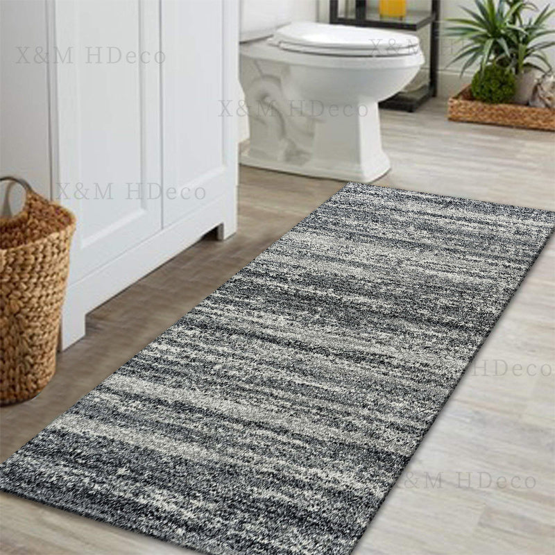 One piece of Contemporary Transitional Gray Runner Rug, featuring a non-skid washable design for use in laundry rooms, kitchens, hallways, or as an accent piece. The distressed floor carpet comes in various sizes: 40*60cm, 50*80cm, 50*120cm, 50*160cm