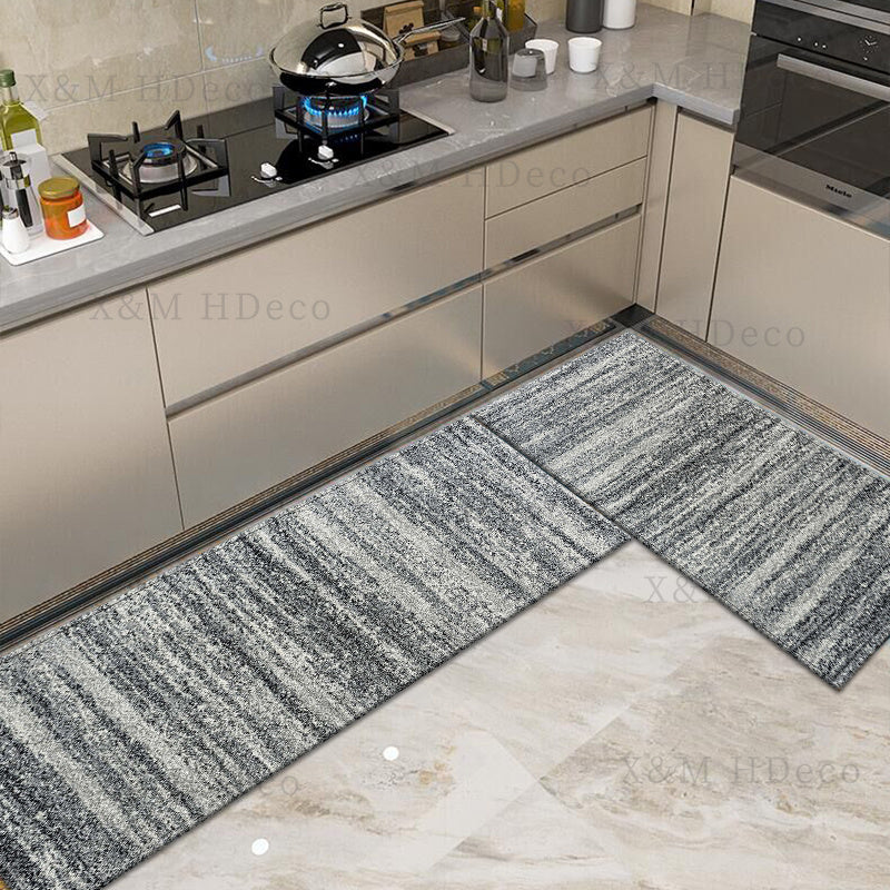 One piece of Contemporary Transitional Gray Runner Rug, featuring a non-skid washable design for use in laundry rooms, kitchens, hallways, or as an accent piece. The distressed floor carpet comes in various sizes: 40*60cm, 50*80cm, 50*120cm, 50*160cm