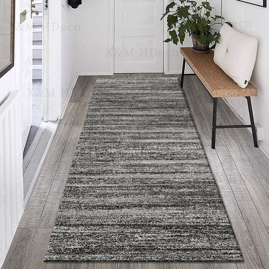 One piece of Contemporary Transitional Gray Runner Rug, featuring a non-skid washable design for use in laundry rooms, kitchens, hallways, or as an accent piece. The distressed floor carpet comes in various sizes: 40*60cm, 50*80cm, 50*120cm, 50*160cm