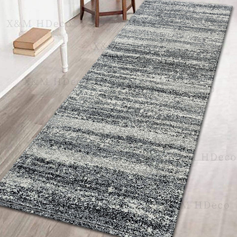 One piece of Contemporary Transitional Gray Runner Rug, featuring a non-skid washable design for use in laundry rooms, kitchens, hallways, or as an accent piece. The distressed floor carpet comes in various sizes: 40*60cm, 50*80cm, 50*120cm, 50*160cm