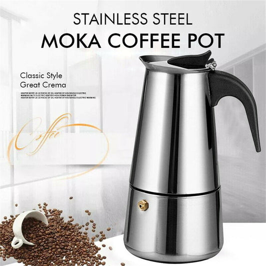 Stainless Steel Coffee Percolator Pot for Making Mocha, Espresso, and Latte on Stove Top - Drink Tool and Coffee Maker