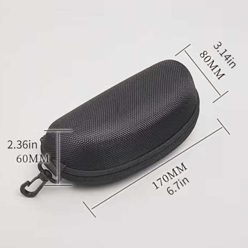 Set of 6 semi-hard sunglass cases with zipper and carabiner hook for travel - protect your eyeglasses on the go