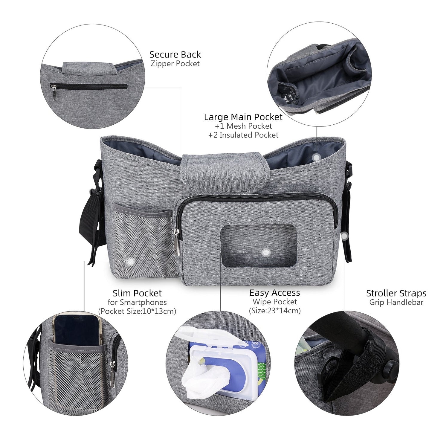 Mother Travel Stroller Bag - Outdoor Storage Bag for Strollers with One-Shoulder Mommy Bag, Wet Wipes and Paper Drawer Function, Heat Preservation - Perfect for Halloween, Thanksgiving, and Christmas Gifts