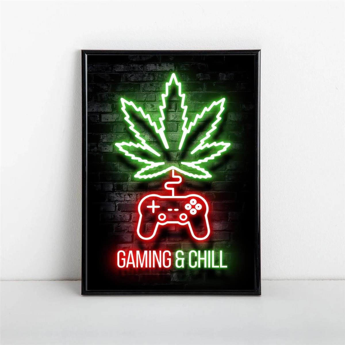 High standards weed neon lights painting on canvas for game room, bedroom, or office decor - no frame needed.