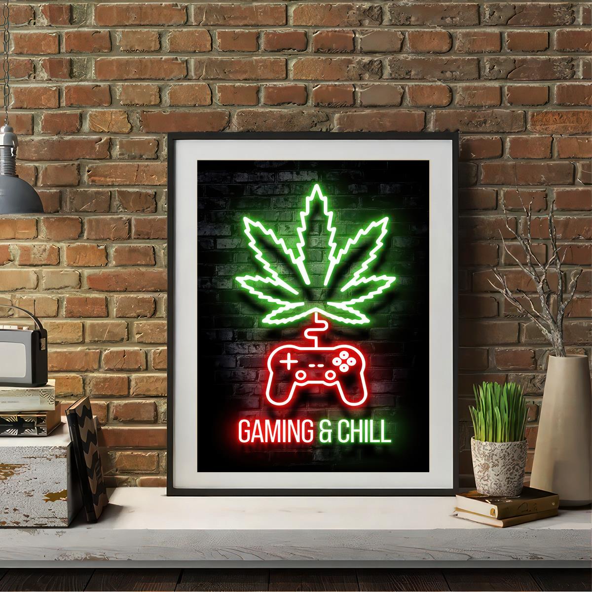 High standards weed neon lights painting on canvas for game room, bedroom, or office decor - no frame needed.