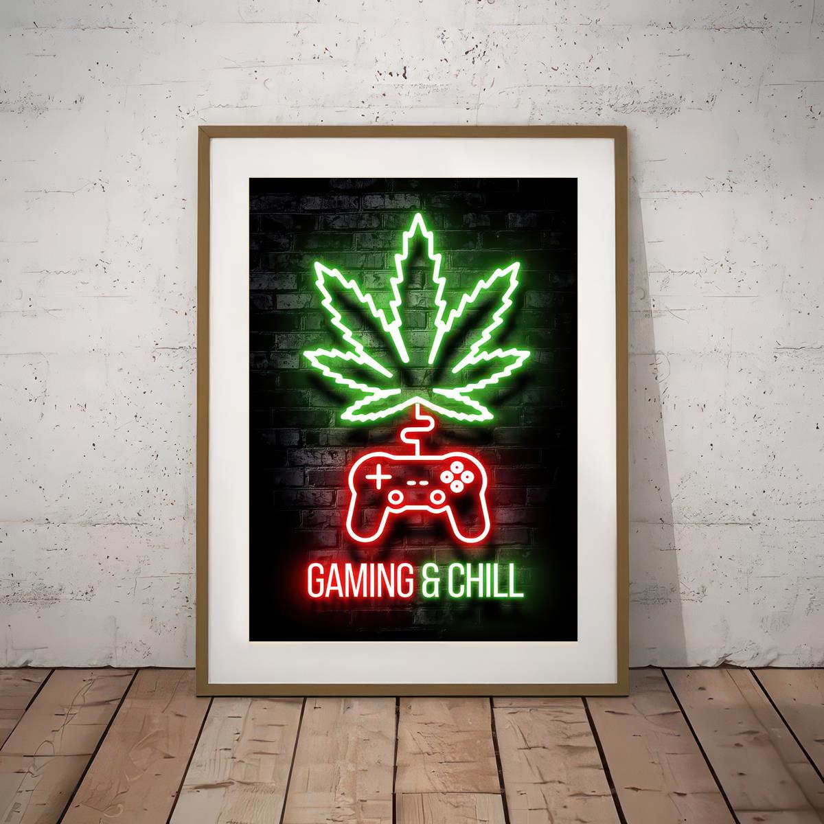 High standards weed neon lights painting on canvas for game room, bedroom, or office decor - no frame needed.