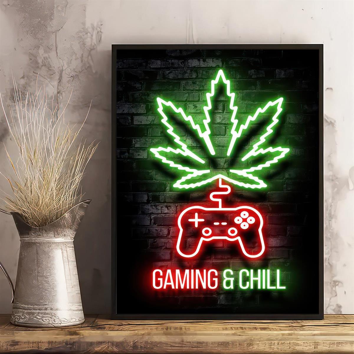 High standards weed neon lights painting on canvas for game room, bedroom, or office decor - no frame needed.