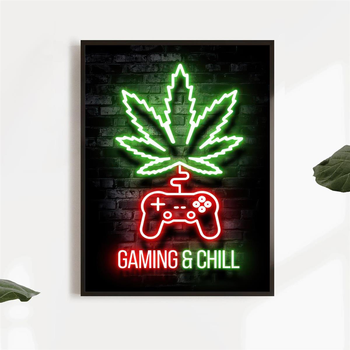 High standards weed neon lights painting on canvas for game room, bedroom, or office decor - no frame needed.