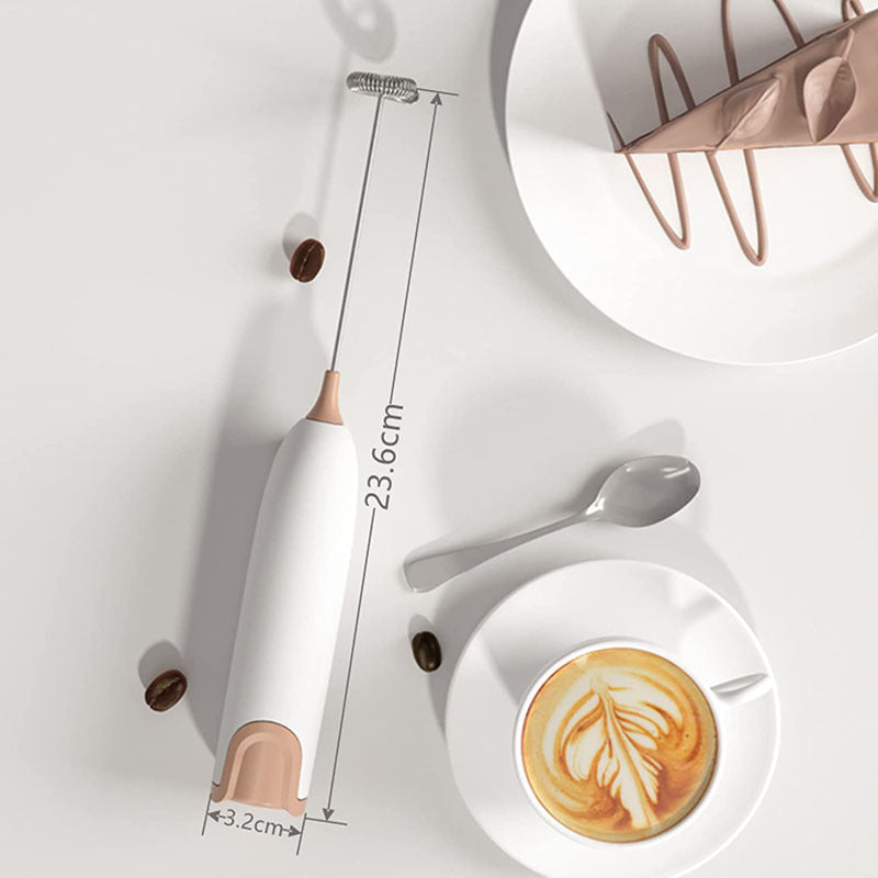 One piece of Electric Milk Frother for household use. This machine can be used as a coffee stirring stick, milk cover, hair beater, and automatic handheld milk frother. It is a convenient accessory for making coffee.